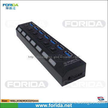 USB 3.0 7-Port Hub with Switches